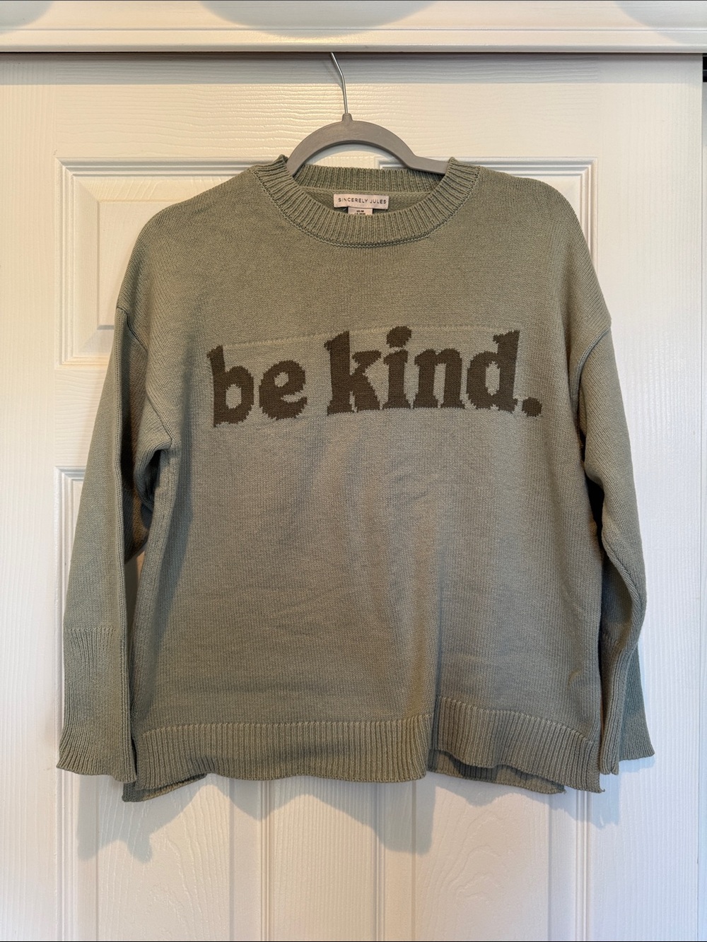 Sanctuary Olive Green 'be kind.' Graphic Crewneck Sweater